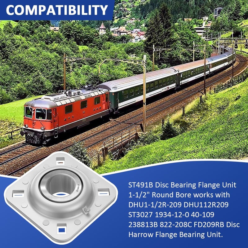 Eagleggo ST491B Disc Bearing Flange Unit 1-1/2" Round Bore for DHU1-1/2R-209 DHU112R209 ST3027 1934-12-0 40-109 238813B 822-208C FD209RB Disc Harrow Flange Bearing Unit - Image 5